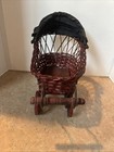 Vintage Victorian Red Baby Doll Carriage Stroller Buggy Wicker Rustic Decor 7 