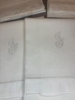 Lot Of 4 Antique Damask Linen Show Towels Embroidered Monogram    j   - 19 5x33 5   