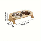 Elevated Cat Feeder Stand With Double Stainless Steel Bowls For Neck Protection