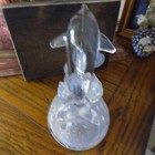 Cristal D arques Lead Crystal Dolphin Riding Wave Statue France Clear Frosted