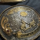 2 Vtg Buckles Rodeo Cowboy Usa Trophy   German Silver Collect Westernwear 