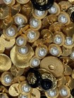 Mixed Lot 85 Gold Faux Pearl Black Lucite Vintage Buttons Euc