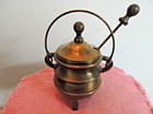 Vintage Cast Iron Fire Starter Cauldron Smudge Pot W  Lid   Pumice Wand