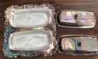 Vtg Silver-plated Double Butter Dish 8 5 x8 25  With Glass Inserts