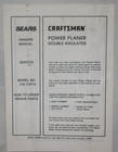 1988 Sears Craftsman Owners Manual Power Planer Model 315 173710