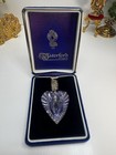 Vintage Genuine Waterford Crystal Heart 2  Pendant 22  Sterling Silver Necklace