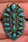 Vintage Zuni Turquoise Cluster Sterling Silver Ring Size 6 5 Vafo