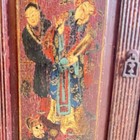 Antique Chinese Hand-painted Cabinet W Figural Panels    Drawers 30    Wood Chest