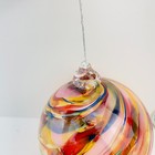 Glass Eye Studio Holiday Swirl Ornament Hand Blown Art Glass Multi Color Ball