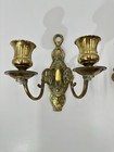 Set Of 2 Vtg Solid Brass Wall Sconce Candle Holder Double Arm Candelabra Ornate