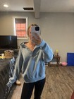 Parke Women   s Blue Xxs xs Pullover Sweatshirt Collared Snap Placket Fleece