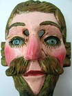 Antique Native Guatemalan Wood Dance Mask Glass Eyes