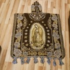 Our Lady Guadalupe Virgen Maria Poncho   Acrylic Poncho One Size Gold Brown