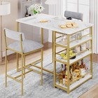 Dining Table Set With 2 Hight Chairs Bar Stools Dinette For Small Space Kitchen