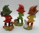 Vtg Set 3 Christmas Pixies Elves Elf With Mushrooms Bunny Deer Super Cute  Nice 