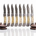Handmade Damascus Folding Pocket Knife Lot 8 Camel Bone Edc Lockback Sheath Gift