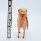 Vintage Wooden Putz Sheep Figurine Wool
