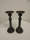Antique Pairs Of Antique Bronze Candle Holders 10  Tall