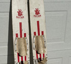 Vintage White Bear Lake Mn Pair Wooden Water Skis  - 60    Long   White red