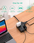 Power Strip Surge Protector Flat Plug  Wall Mount  8 Outlets 4 Usb Ports  1 Usb 