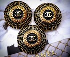2 Chanel Steel Stamped Cc Black Gold Round Button 22mm Set Of 2