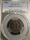 1804 Draped Bust Half Cent   Plain 4   No Stems   Pcgs F12    Chocolate Color