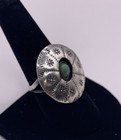 Vintage Antique Native American Round Sterling Silver Turquoise Ring Size 10 5