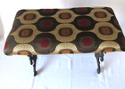 Antique Victorian Cast Iron Vanity  bench  stool New Upholstery 24 wide