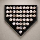 Baseball Display Case 43 Black Wood Mlb Autograph Ball Rack Holder Wall Cabinet