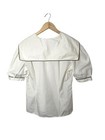 Vintage Laura Ashley Sailor Collar Button Top 10 Blue White Cotton