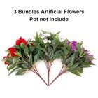 Artificial Fake Winter Flowers Plants Outdoor 3 Pcs 7 Branches Red white purple