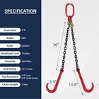 G80 3 8  X 3  V Bridle Tow Recovery Chain W 15  J-hook   Grab Hook  7100 Lbs Wll