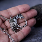 Dragon Circle Necklace Jewelry Vintage Silvery Magical Gothic Pendant