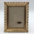 Vintage Filigree Picture Frame Set Of 2 24k Gold Plated Easel Back Fits 4x3in