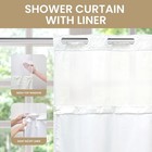 No Hook Shower Curtain With Snap In Liner  White Shower Curtain Boho