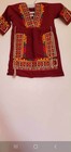 Traditional Embroidered Kaftan Dress Set  Red With Yellow Blue Pink Accents