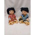 2 Asian Dolls Ichimatsu Gofun 7 5    Girl   Boy Kimino Robe Glass Eyes Japan Vntg