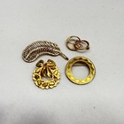 Vintage Brooch Lot 4 Gold Tone Pins Round Wreath Clear Gems Estate Jewelry Mcm