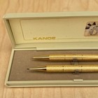 Kanoe Ballpoint Pen And Mechanical Pencil Set Gold Tone Vintage Japan In Case