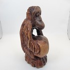 Hand Carved Monkey Statue Wooden Figurine Ghana African Art Decor Sculpture 7 