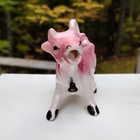 Vtg Pink Cow Creamer Ceramic Metal Bell Kitsch Davar Originals Japan Handpainted