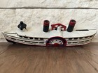 Vtg Cast Iron River Boat Steamship Paddle Wheeler Ship Toy Coin Bank 7 5 