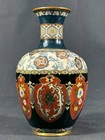 Antique Japanese Cloisonn   Enamel Vase Mixed Wire Floral Panels 6   