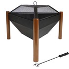 31 In Triangle Steel Fire Pit Table With Grate  Poker  And Screen By Sunnydaze