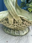 Vintage Mccoy Pottery Green Basketweave Planter Two Handled Flower Basket 1950s