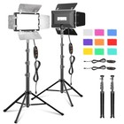 2 Pack Led Video Photography Lighting Kit With 54   Tripod Stand  Dimmable