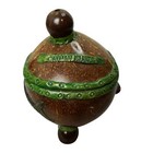 Vintage Handcrafted Cayman Islands Coconut Trinket Jewelry Box Fish Turtle