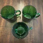 Vintage Arcoroc France Emerald Green Glass Mugs     Set Of 3 Cups