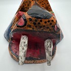 Vintage Guatemalan Wooden Jaguar Dance Mask Hand Painted   Carved Tigress  read 