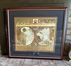 Vintage Bombay Company Blaeu Gold Foil Framed Wall Map 30 1 2 X 26 1 2 Matted